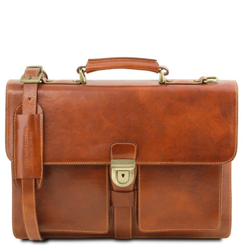 Assisi Кожаный портфель на 3 отделения Tuscany TL141825 (Мед)