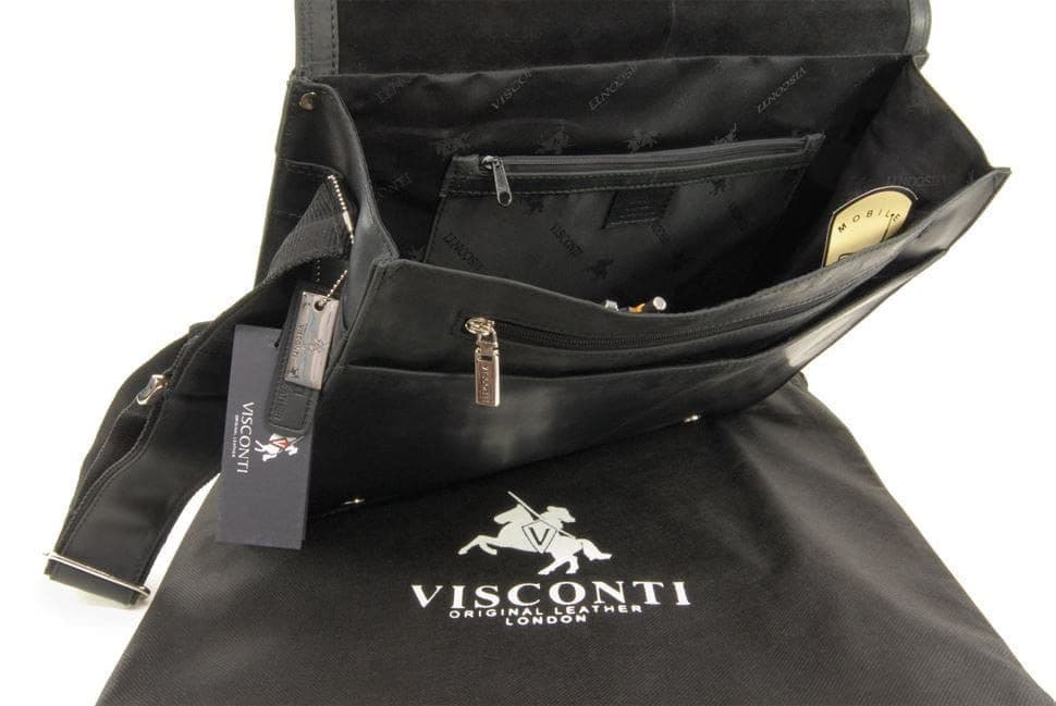 Велика сумка через плече для ноутбука 15-16 дюймов Visconti Harvard 16054 oil black — 4