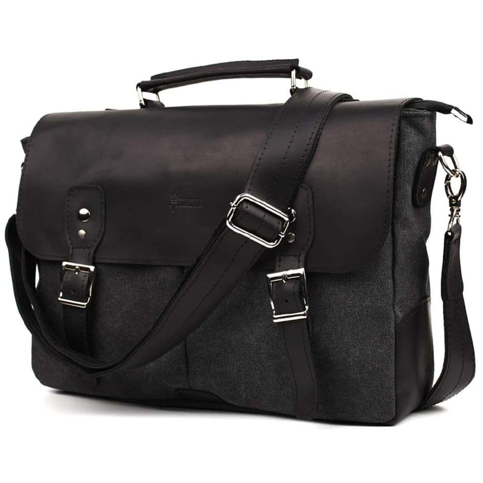 Чоловіча сумка портфель з канвас і кінської шкіри TARWA RAG-3960-3md — 3