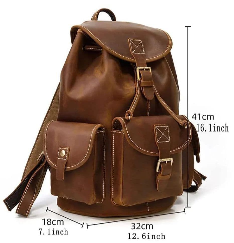 Шкіряний оригінальний рюкзак з трьома кишенями Tiding P3165B — 3