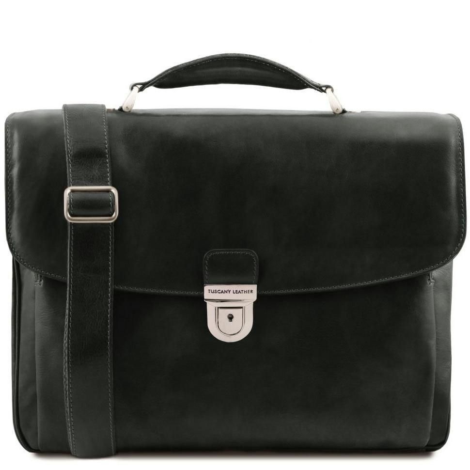 Кожаный мужской портфель мультифункциональный Alessandria Tuscany TL142067 (Черный)