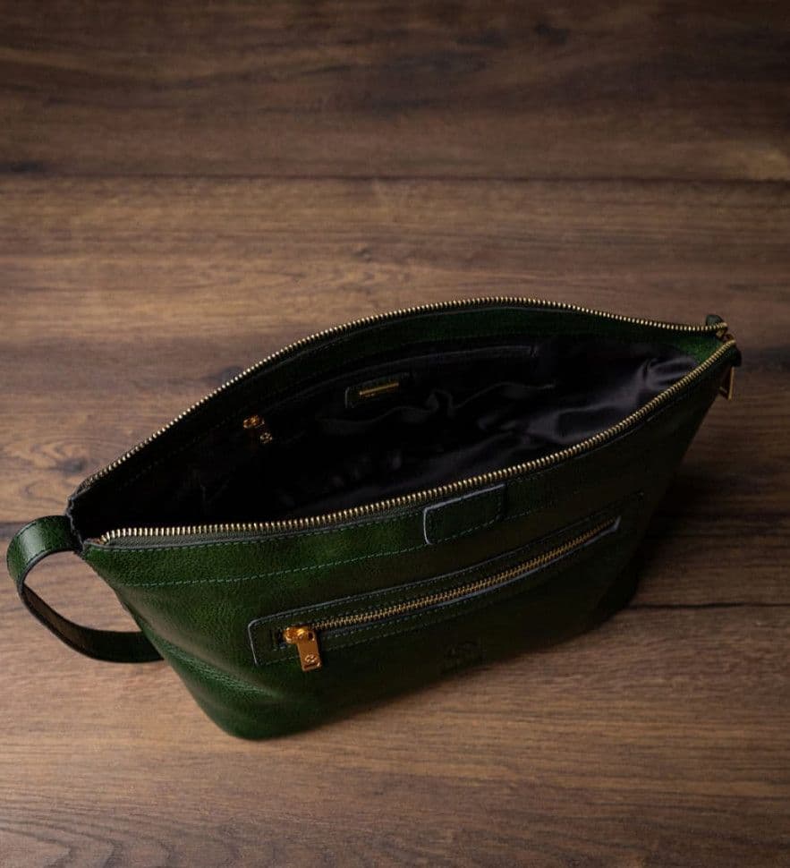 Жіноча шкіряна косметичка Dopp Kit - Ragtime - зелений колір - Time Resistance 5244201W — 4