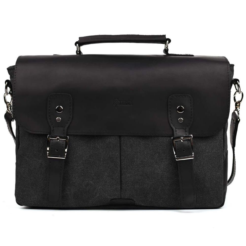 Мужская сумка портфель из канвас и лошадиной кожи TARWA RAG-3960-3md