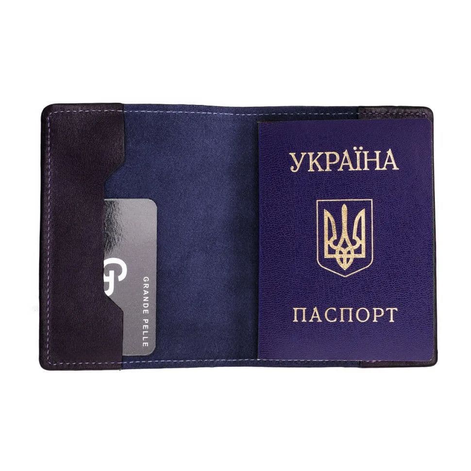 Шкіряна синя обкладинка для паспорта Grande Pelle 252670 — 2