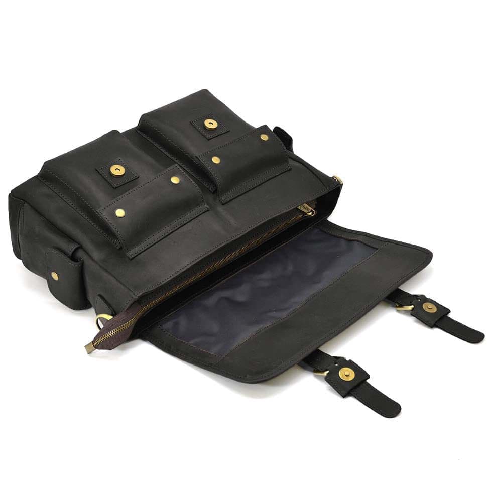 Сумка через плече зі шкіри crazy horse RA-6690-4lx бренду TARWA чорна — 2