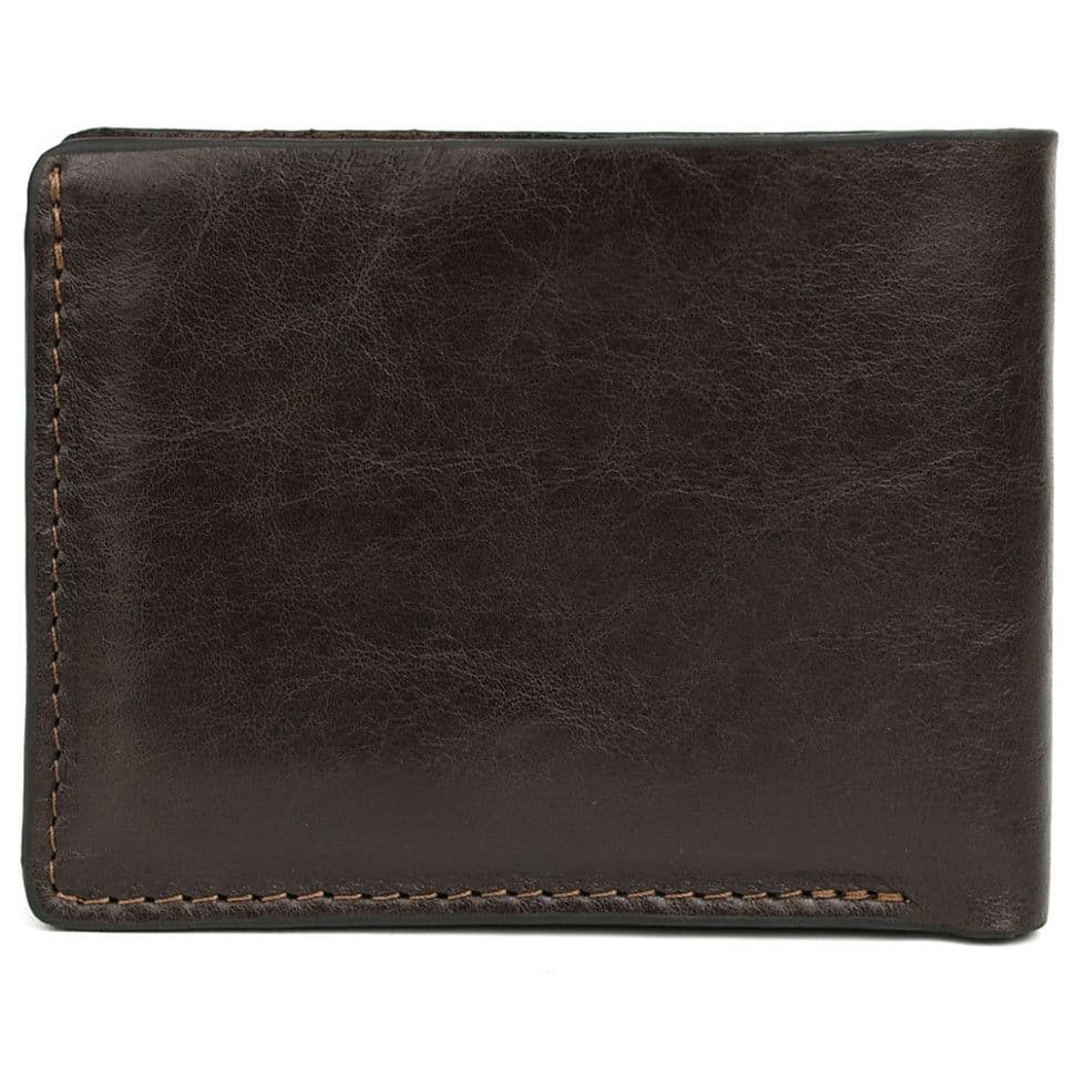 Мужское кожаное портмоне на магните коричневое Grande Pelle 508620 — 4