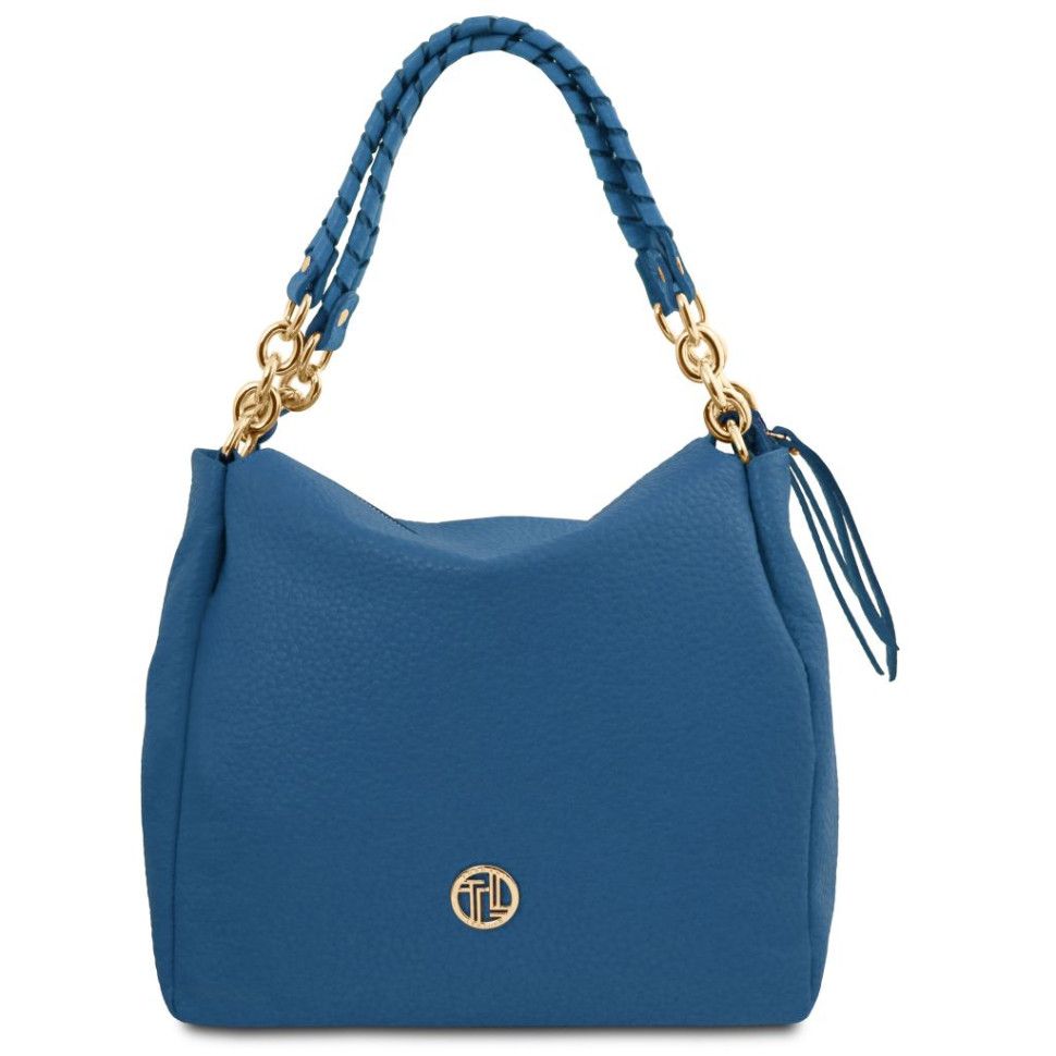 Мягкаий кожаный шоппер Amy Tuscany TL142385 (Denim)