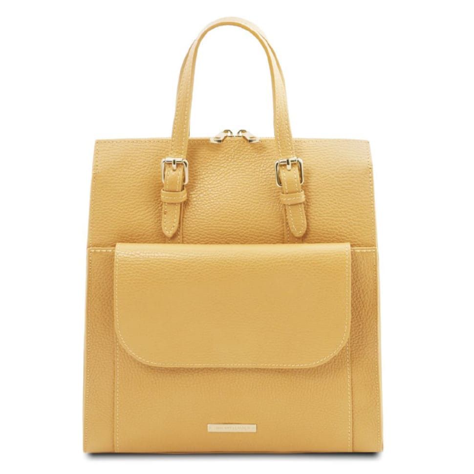 Женский кожаный рюкзак - сумка Италия Tuscany TL142211 (Pastel yellow)