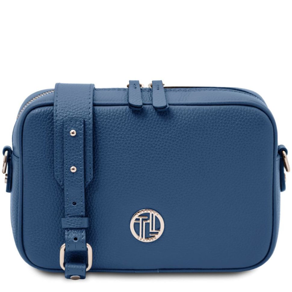 Итальянская кожаная сумка через плечо женская Cubetto Tuscany TL142499 (Denim)