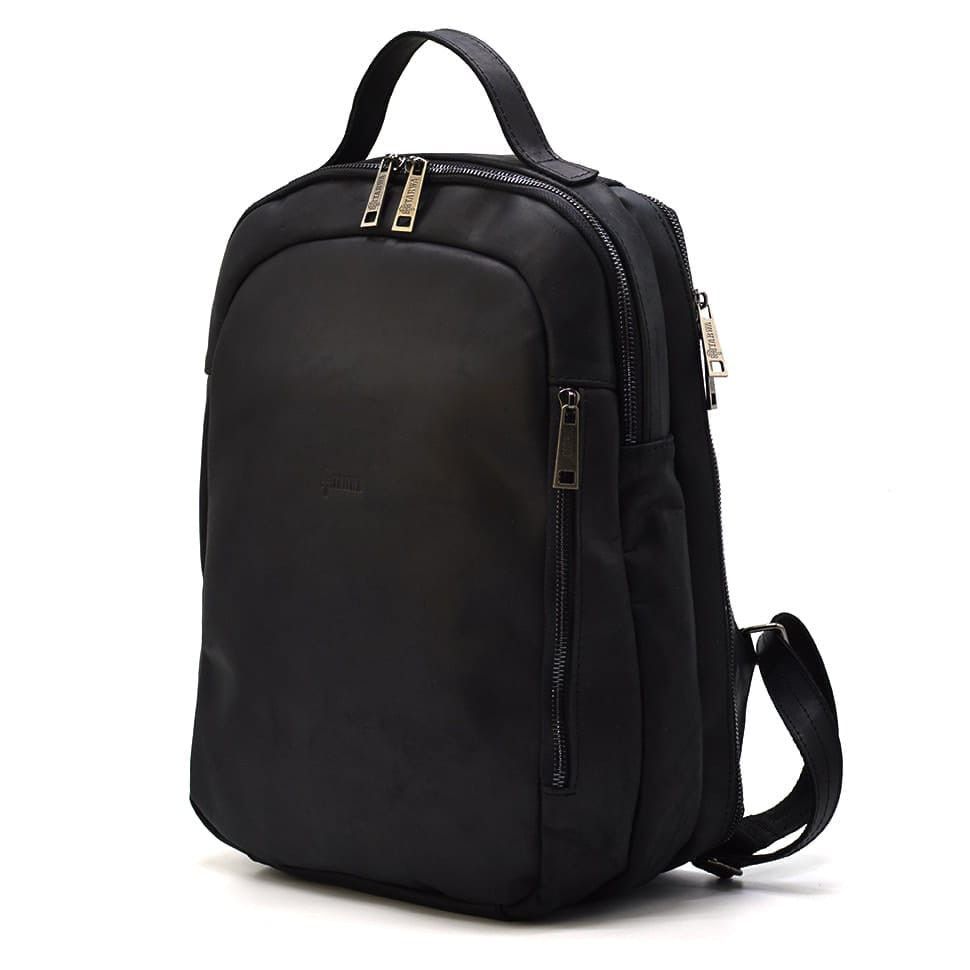 Городской черный рюкзак RA-3072-3md TARWA кожа Crazy Horse