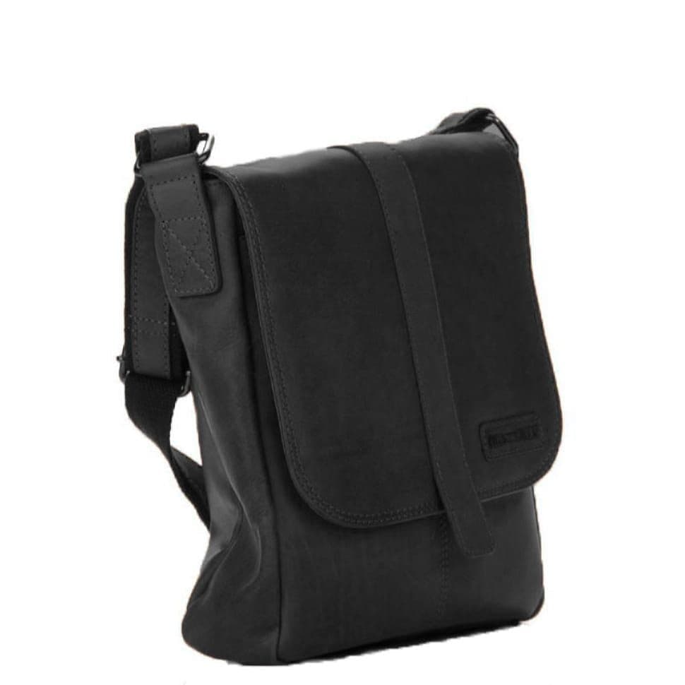 Кожаная сумка через плечо с клапаном черная Hill Burry HB3095A — 3