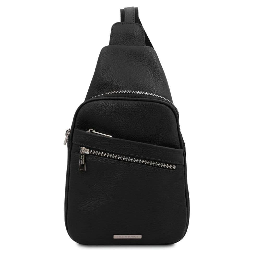 Рюкзак на одне плече з м'якої шкіри Tuscany Leather TL142022, рюкзак слінг (чорний) — 2