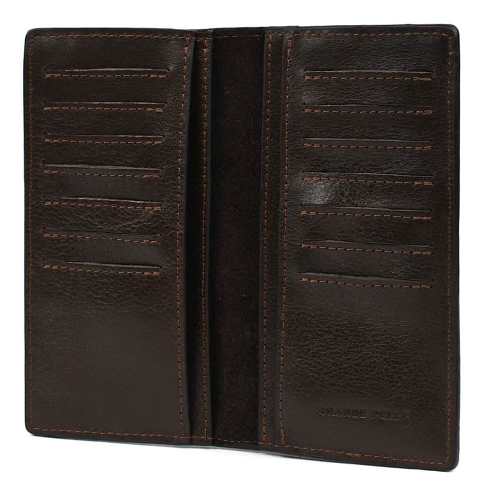 Длинное портмоне Grande Pelle 522620 глянцевая кожа коричневое — 2