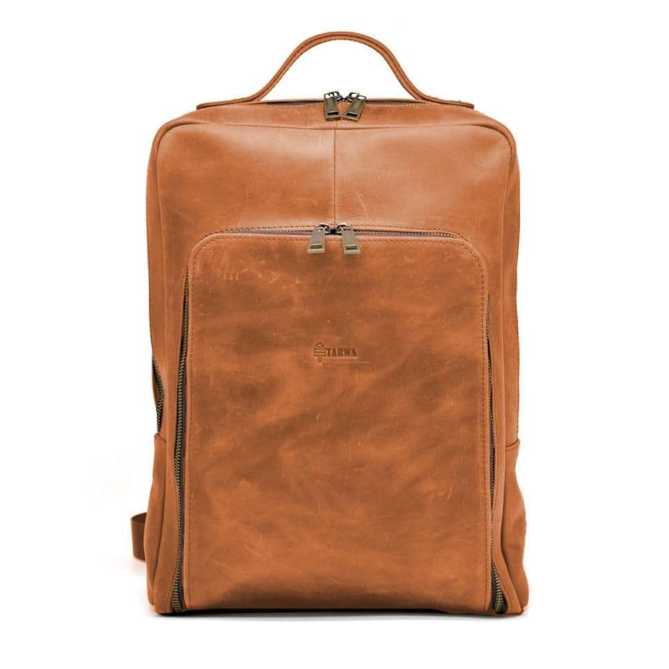 Рюкзак для ноутбука 15" дюймов RB-1240-4lx у коньячної шкірі крейзі хорс — 4