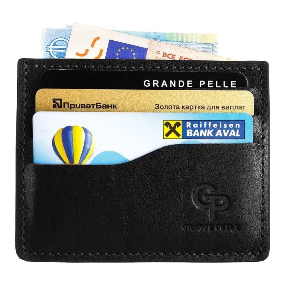 Кардхолдер Grande Pelle 305610 100х80мм глянсова чорна шкіра — 2