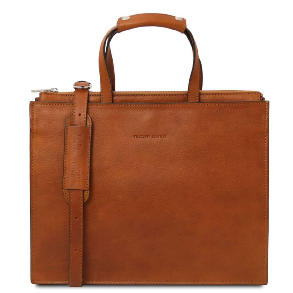 Женский портфель кожаный на три отделения Palermo Tuscany TL142452 (Телесный)