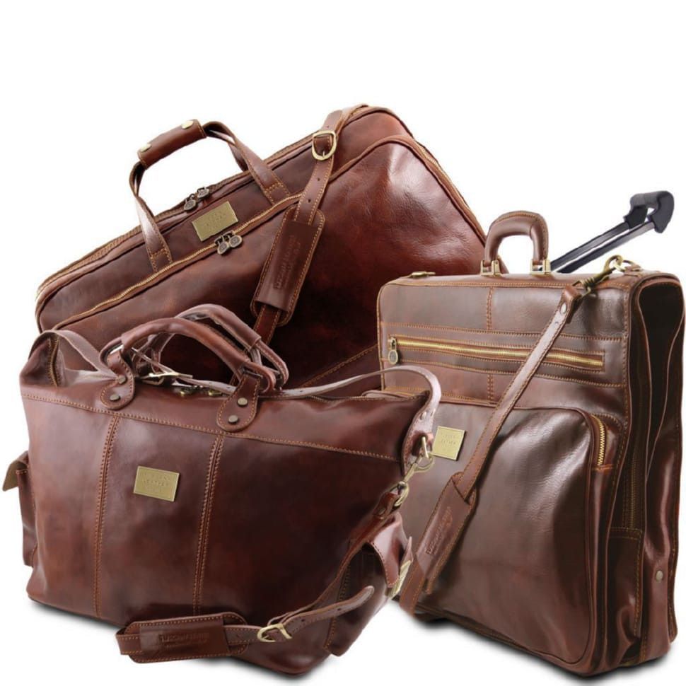 Набор из 3х кожаных дорожных сумок Tuscany Leather Luxurious TL141078 (Коричневый)