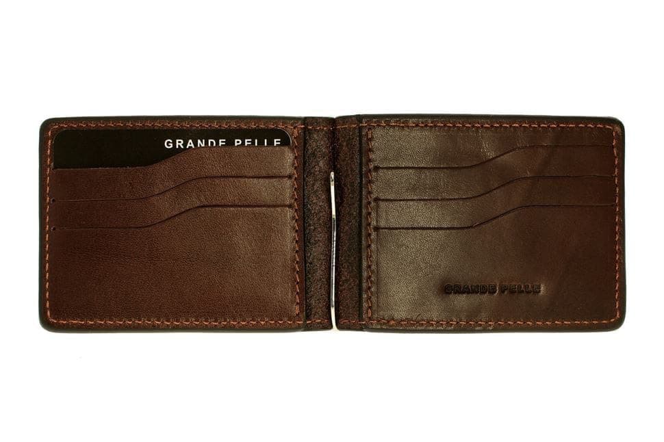 Затискач для купюр ONDA, шоколад з монетницей Grande Pelle 125620 — 3