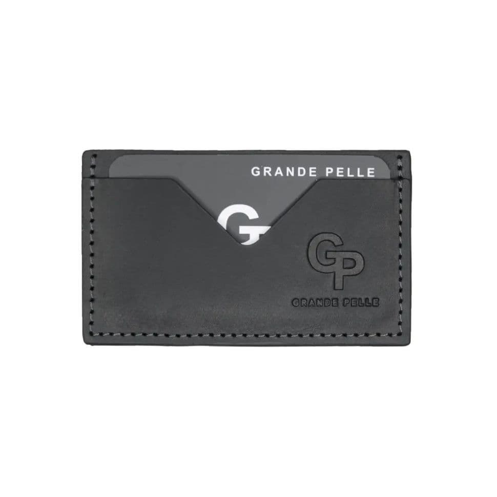 Кардхолдер Grande Pelle 300110 чорна шкіра крейзі хорс — 2