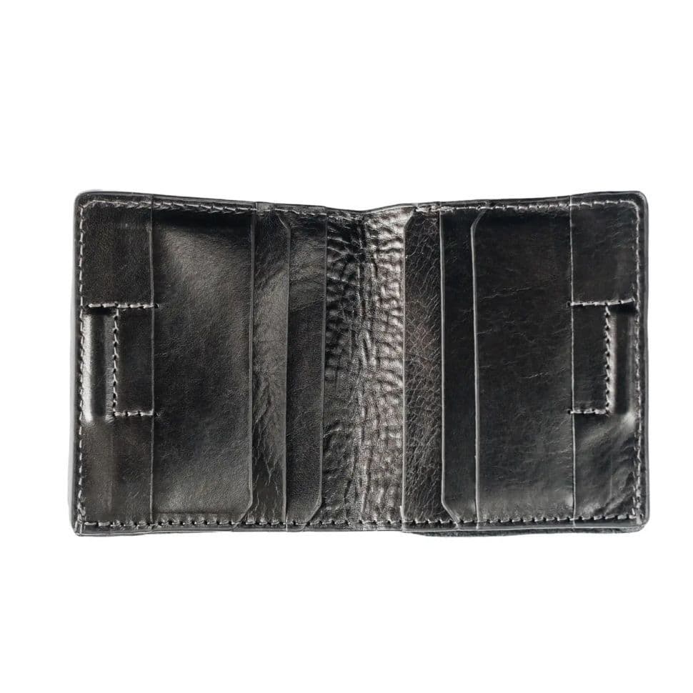 Мужское кожаное портмоне бифолд с монетницей Grande Pelle 528610 черное — 2