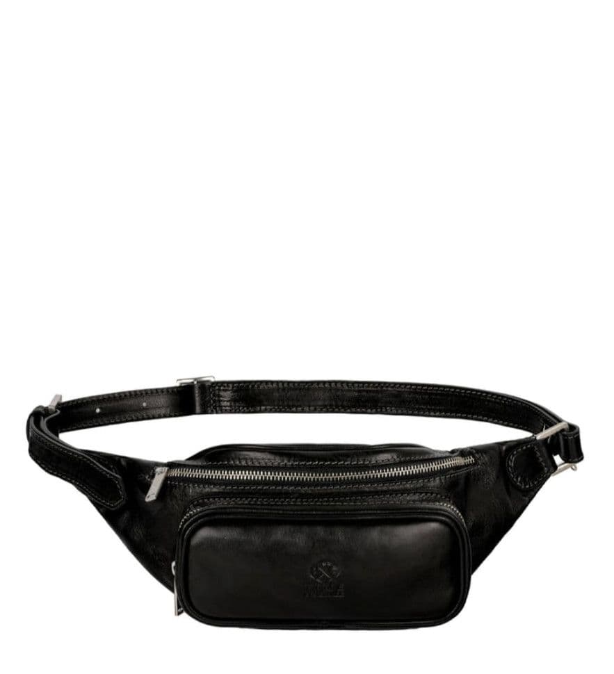 Женская кожаная сумка-слинг Belly Bag - Independent People - Черный цвет - Time Resistance 5225001W — 3