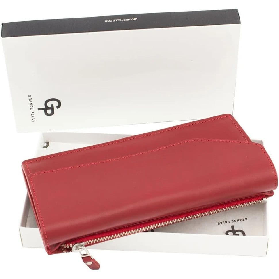 Портмоне жіноче шкіряне Elegante червоне Grande Pelle 514660 — 4
