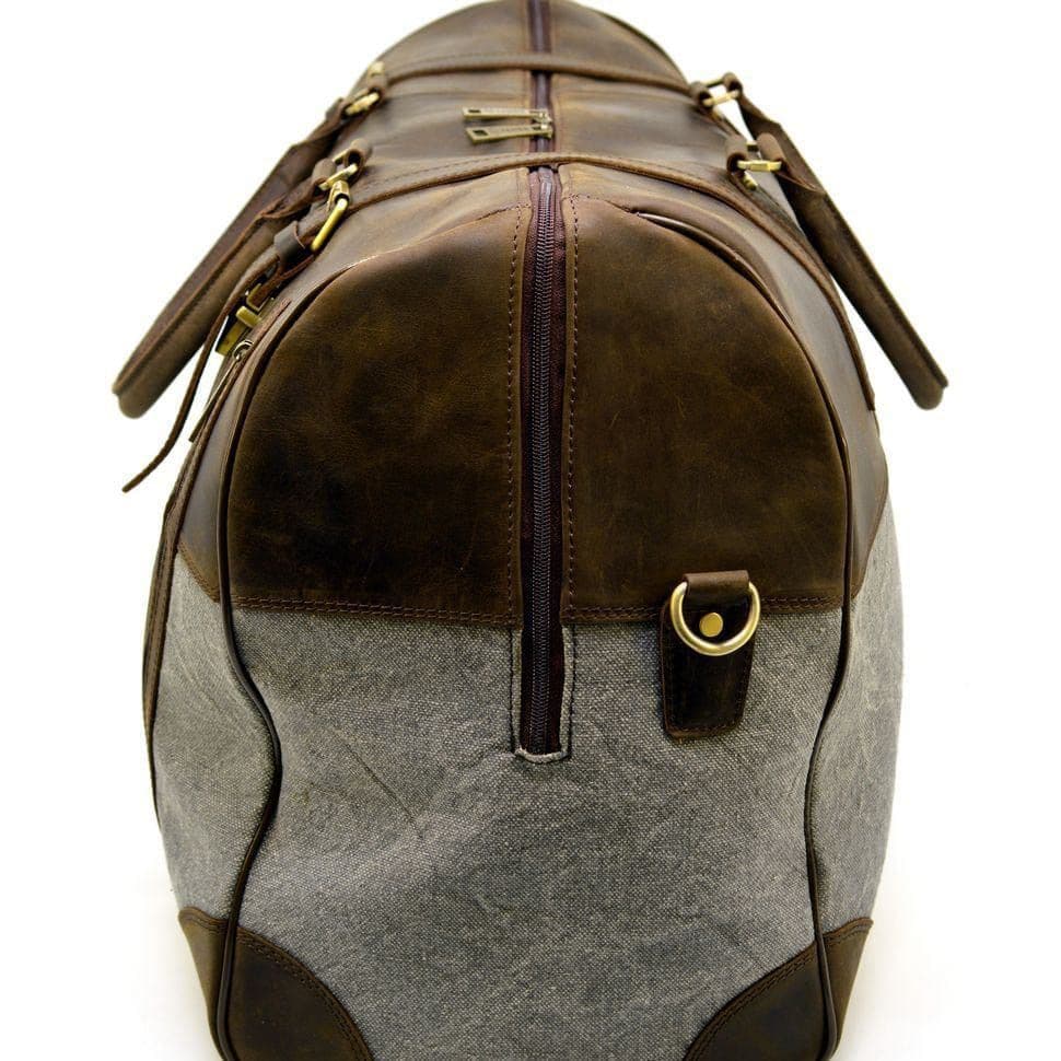 дорожня сумка-баул зі шкіри Crazy Horse і ткани Canvas RGj-1633-4lx TARWA — 2