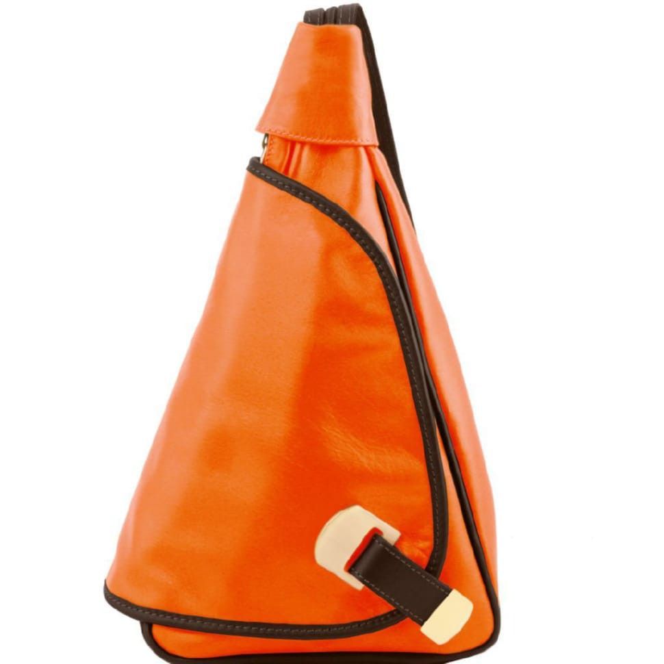 Кожаный рюкзак на одно плечо Tuscany Leather Hanoi TL140966 (Оранжевый)
