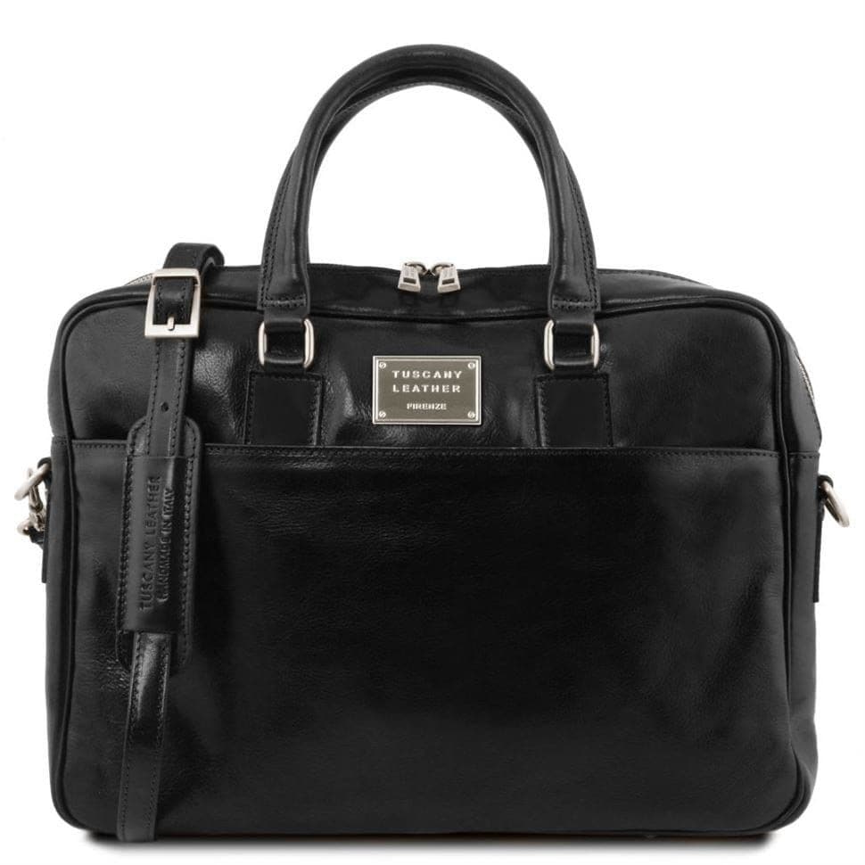 Шкіряний портфель для ноутбука з передньою кишенею Tuscany Leather Urbino TL141241 (чорний) — 2