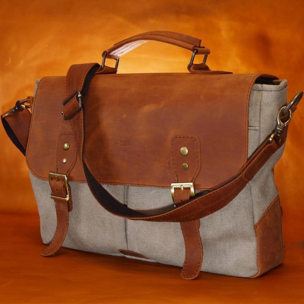 Чоловіча сумка-портфель з канваса і шкіри RBcs-3960-3md TARWA — 4