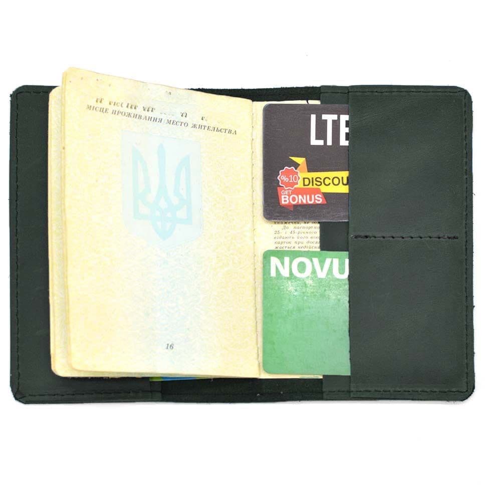 Шкіряна обкладинка на паспорт, військовий квиток TARWA RE-passp зелена — 4