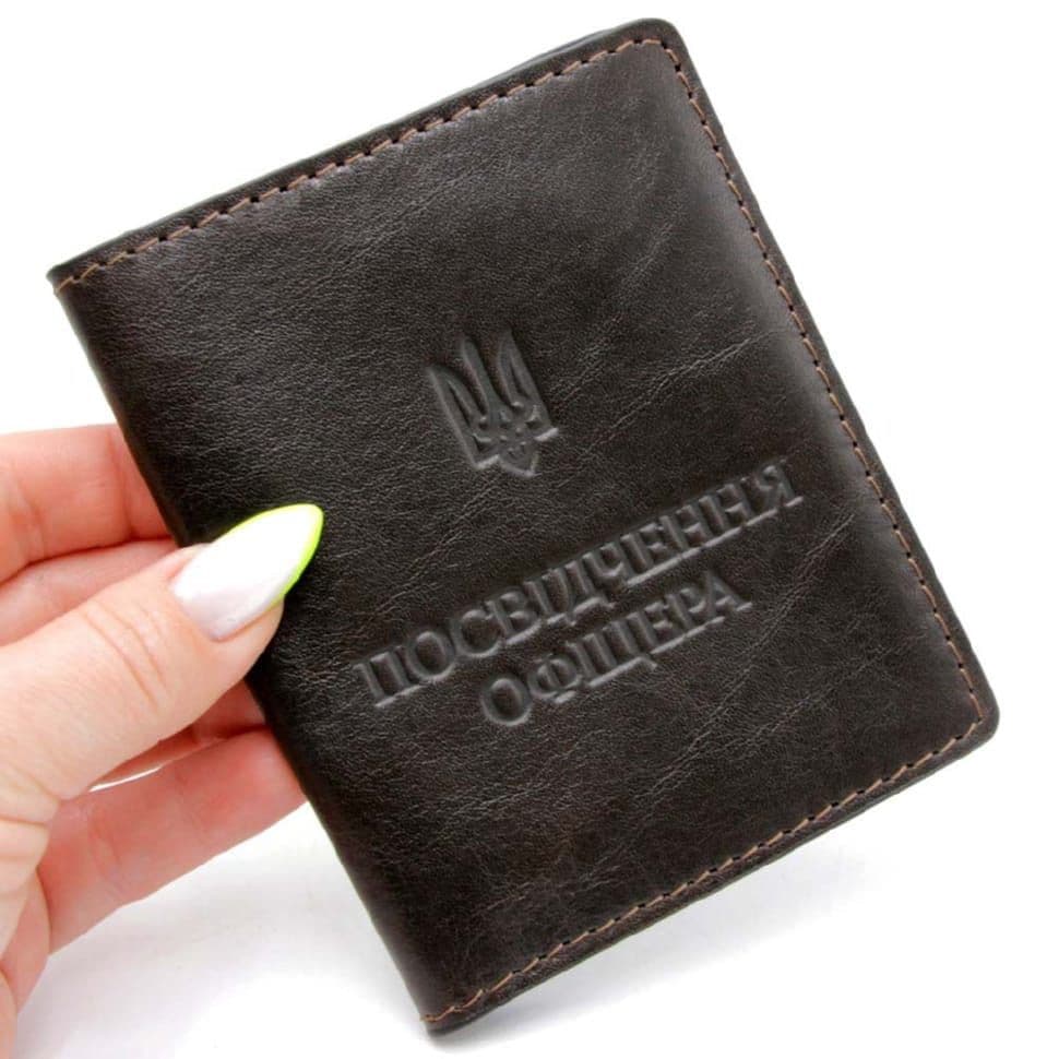 Шкіряна обкладинка Посвідчення офицера Grande Pelle 259620 коричнева — 2