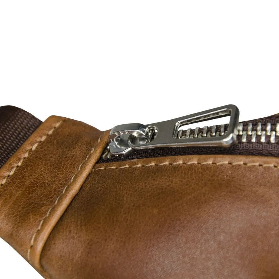 Шкіряна сумка на пояс бананка Grande Pelle 741623 коньячна — 4