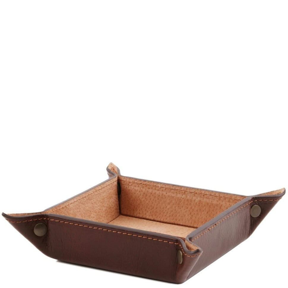 Эксклюзивный кожаный лоток для мелочей большая модель Tuscany TL141271 (Коричневый)