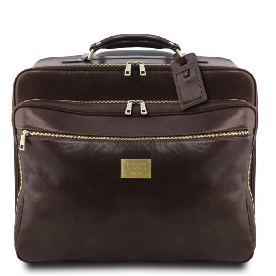 Кожаная салонная сумка чемодан пилота Varsavia Tuscany Leather TL141888 (Темно-коричневый)