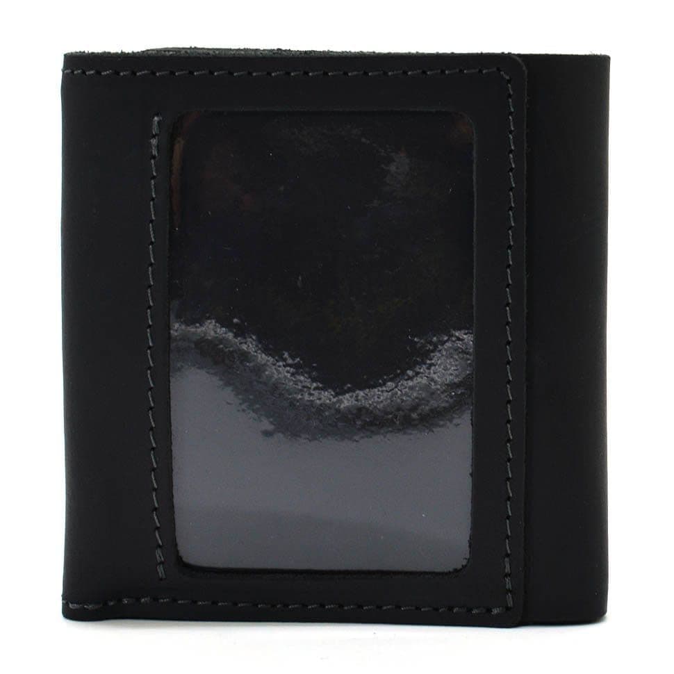 Кожаное портмоне черное матовое Grande Pelle 910110 с монетницей — 3