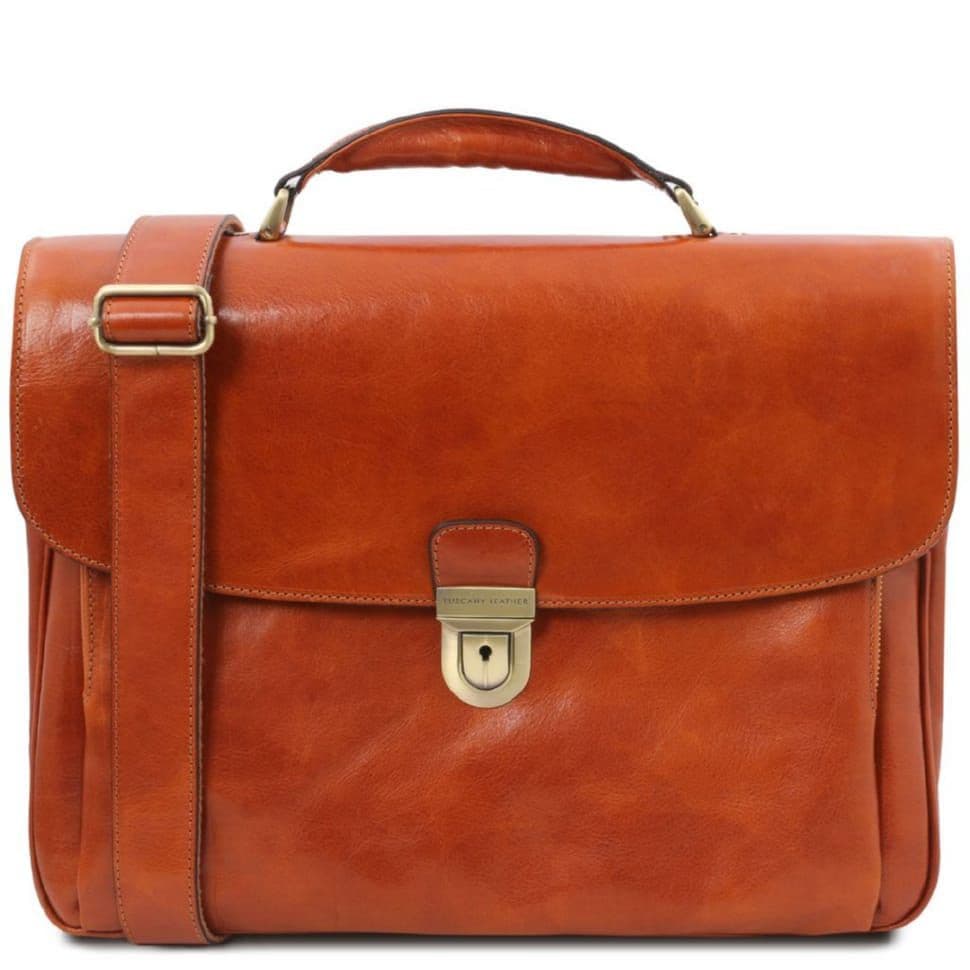 Кожаный мужской портфель мультифункциональный Alessandria Tuscany TL142067 (Мед) — 2