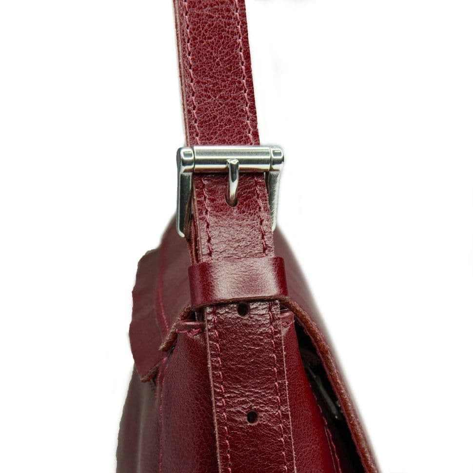 Женская сумка Grande Pelle 270х180х70 мм глянцевая кожа вишня — 4