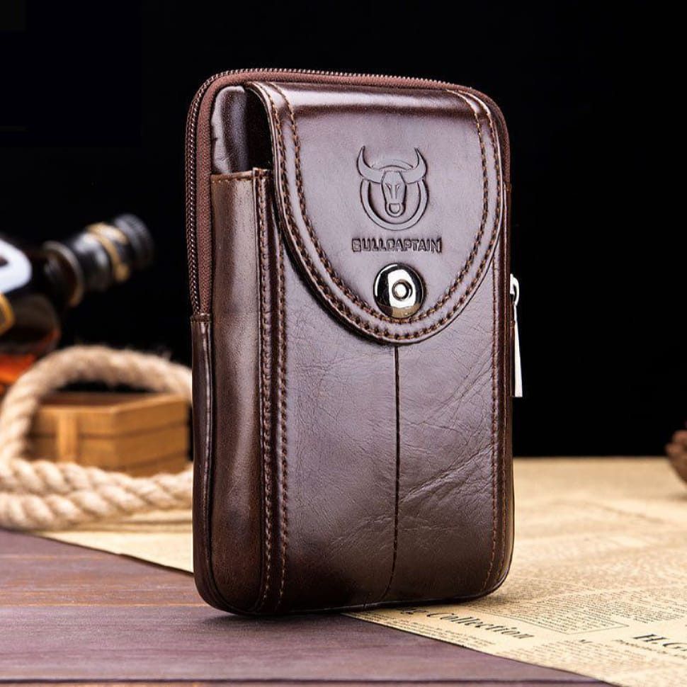 Напоясная сумка-чехол для смартфона T1397 Bull из натуральной кожи