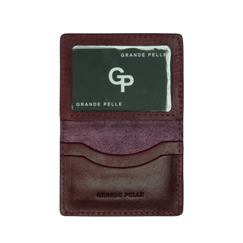 Шкіряна обкладинка на права ID паспорт, посвідчення Grande Pelle 211661 бордова — 3