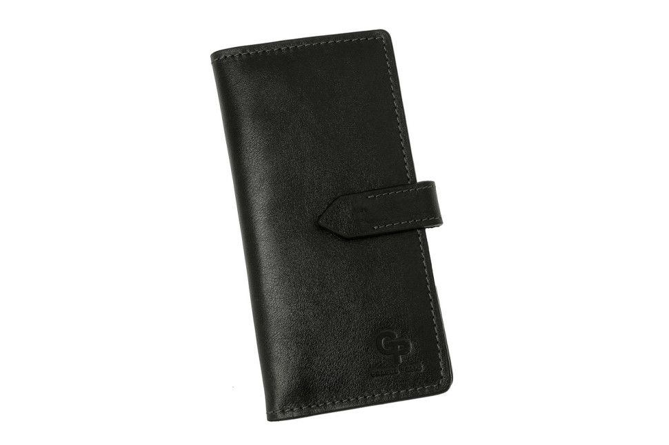 Длинное портмоне Grande Pelle 524610 глянцевая кожа черный