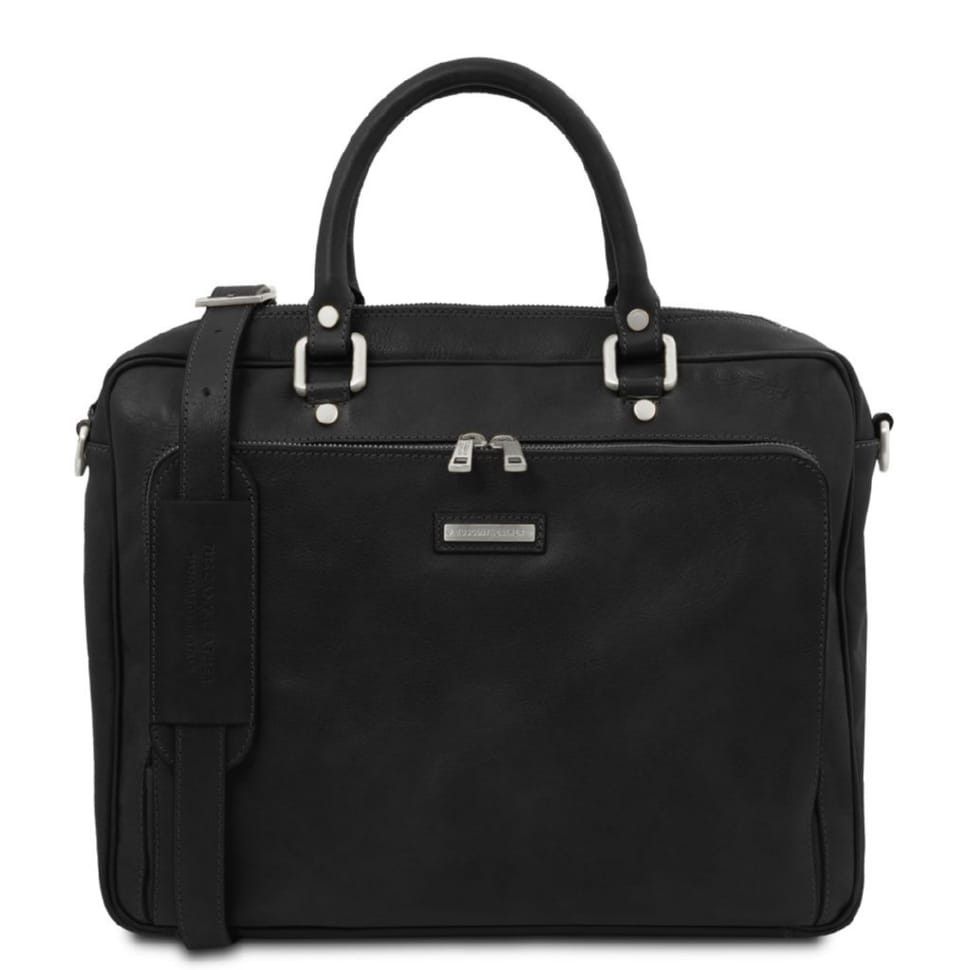 Pisa Кожаный портфель для ноутбука с передним карманом Tuscany TL142427 (Черный)
