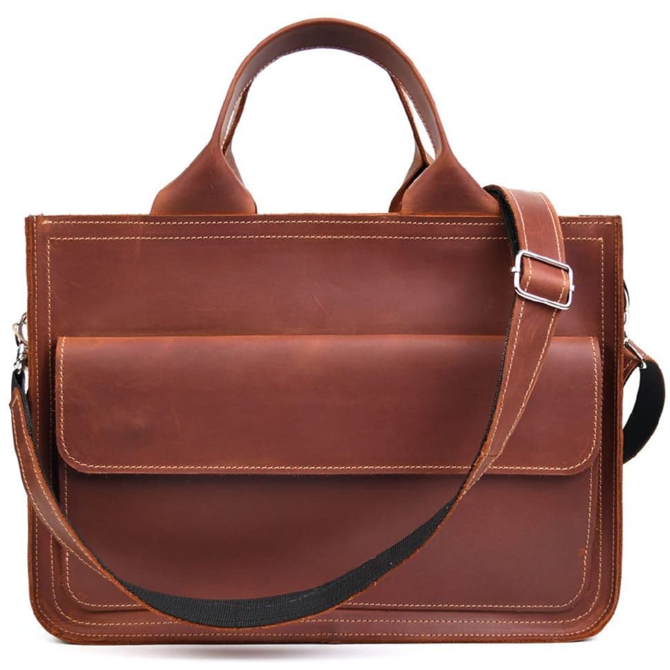 Сумка портфель шкіряна для документів ноутбука LIMARY lim-380RB коньячна — 3