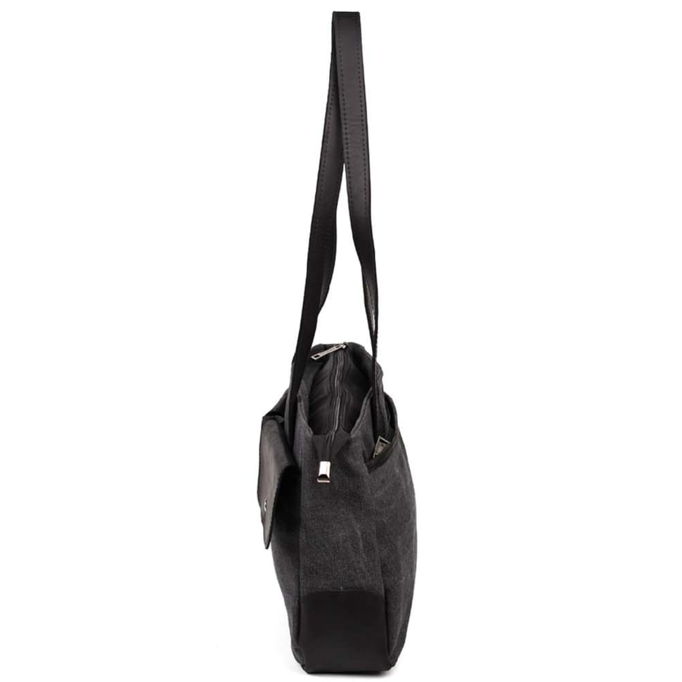 Женская сумка тоут из канвас и кожи TARWA RAg-3930-3md с передними карманами — 4