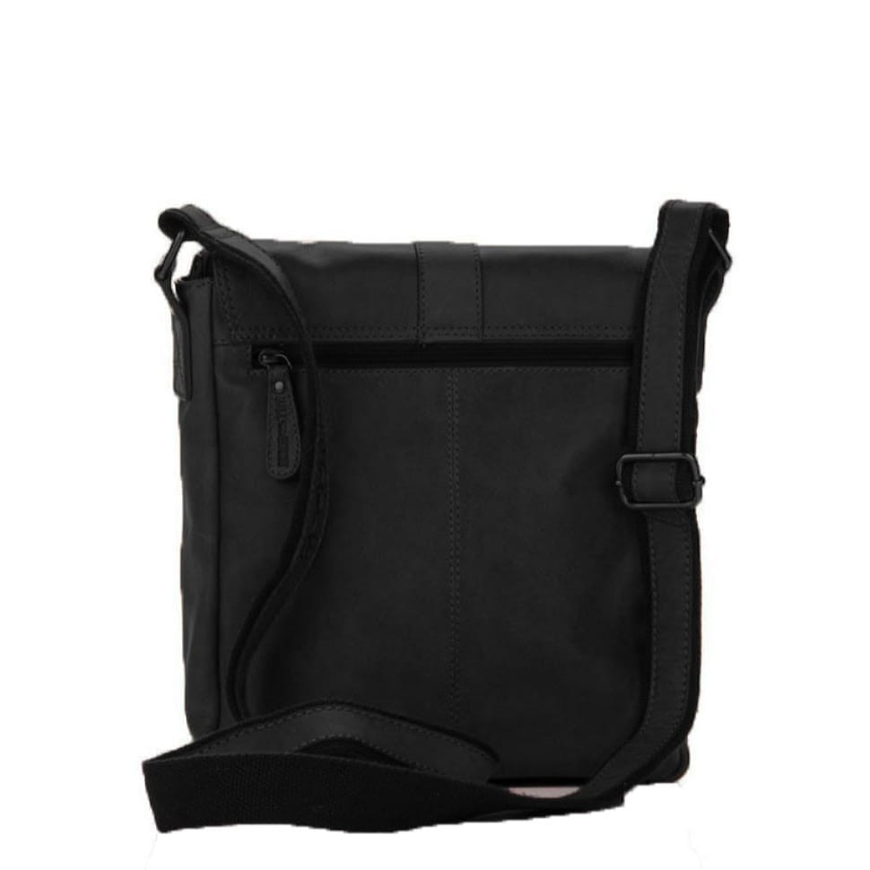 Кожаная сумка через плечо с клапаном черная Hill Burry HB3095A — 4