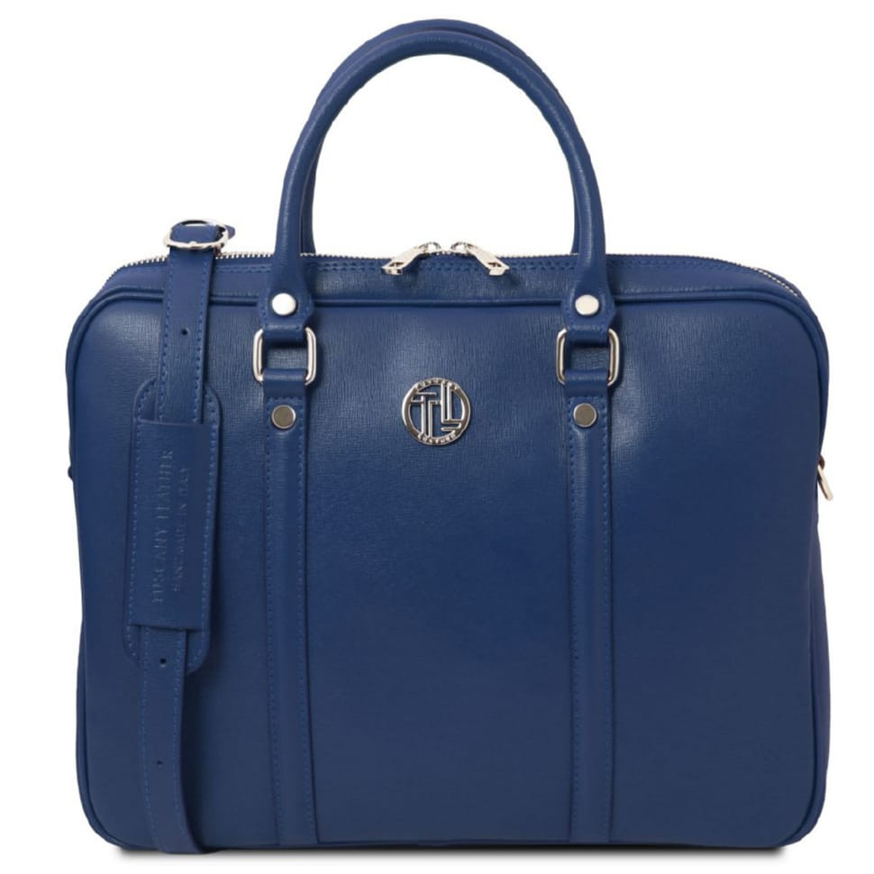 Экслюзивный портфель для ноутбука из сафьяновой кожи Prato Tuscany TL142453 (Темно-синий)