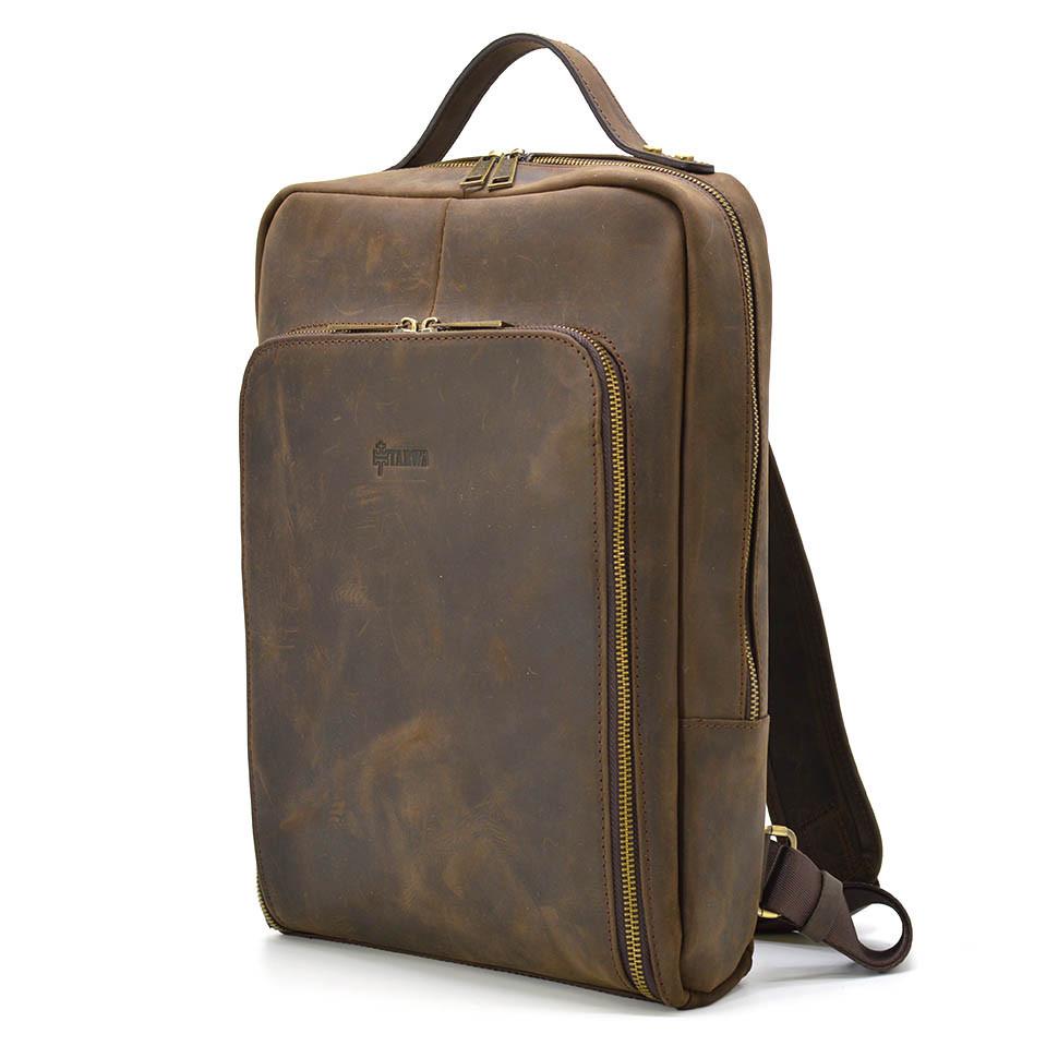 Кожаный рюкзак для ноутбука 14" RC-1239-4lx TARWA коричневая crazy horse