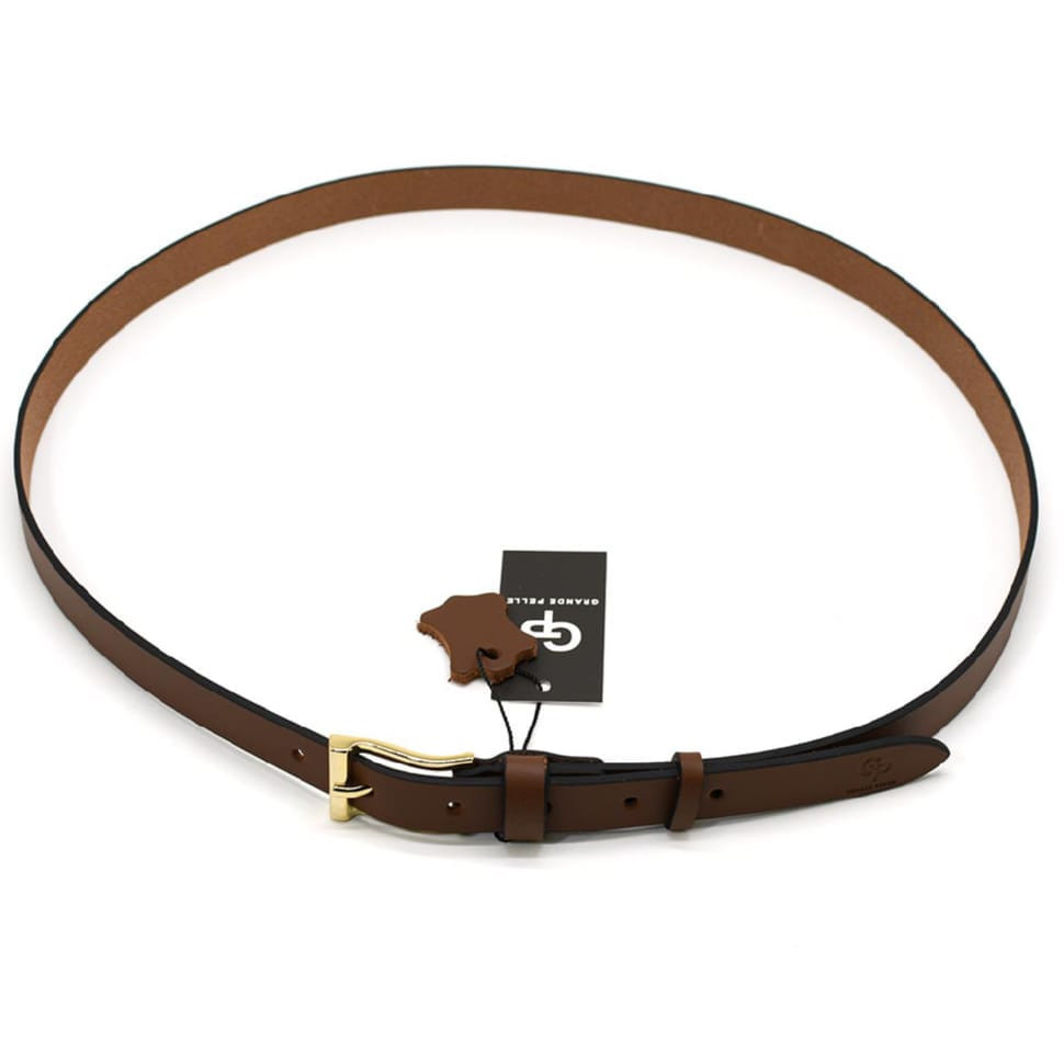 Ремень женский тонкий Grande Pelle 22370040033 в рыжем цвете — 4