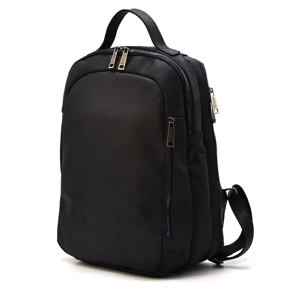Городской черный рюкзак RA-3072-3md TARWA кожа Crazy Horse