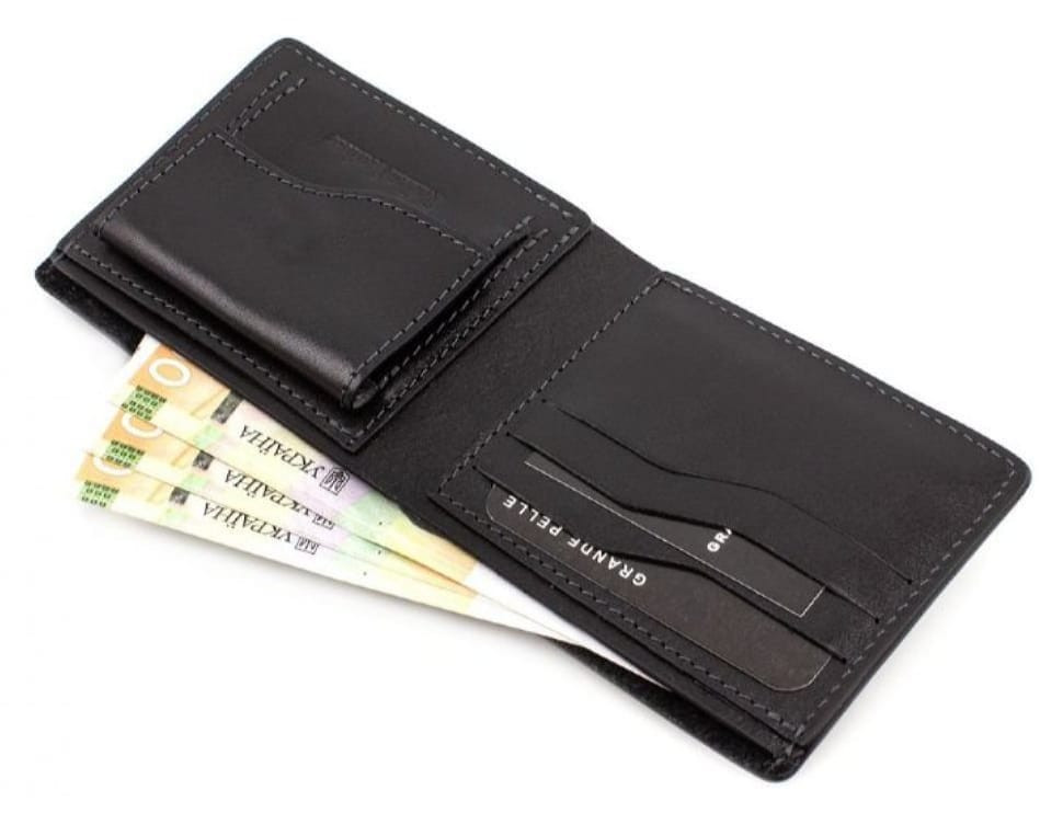 Кожаное портмоне Grande Pelle 506610 мужское двойного сложения (бифолд) — 3